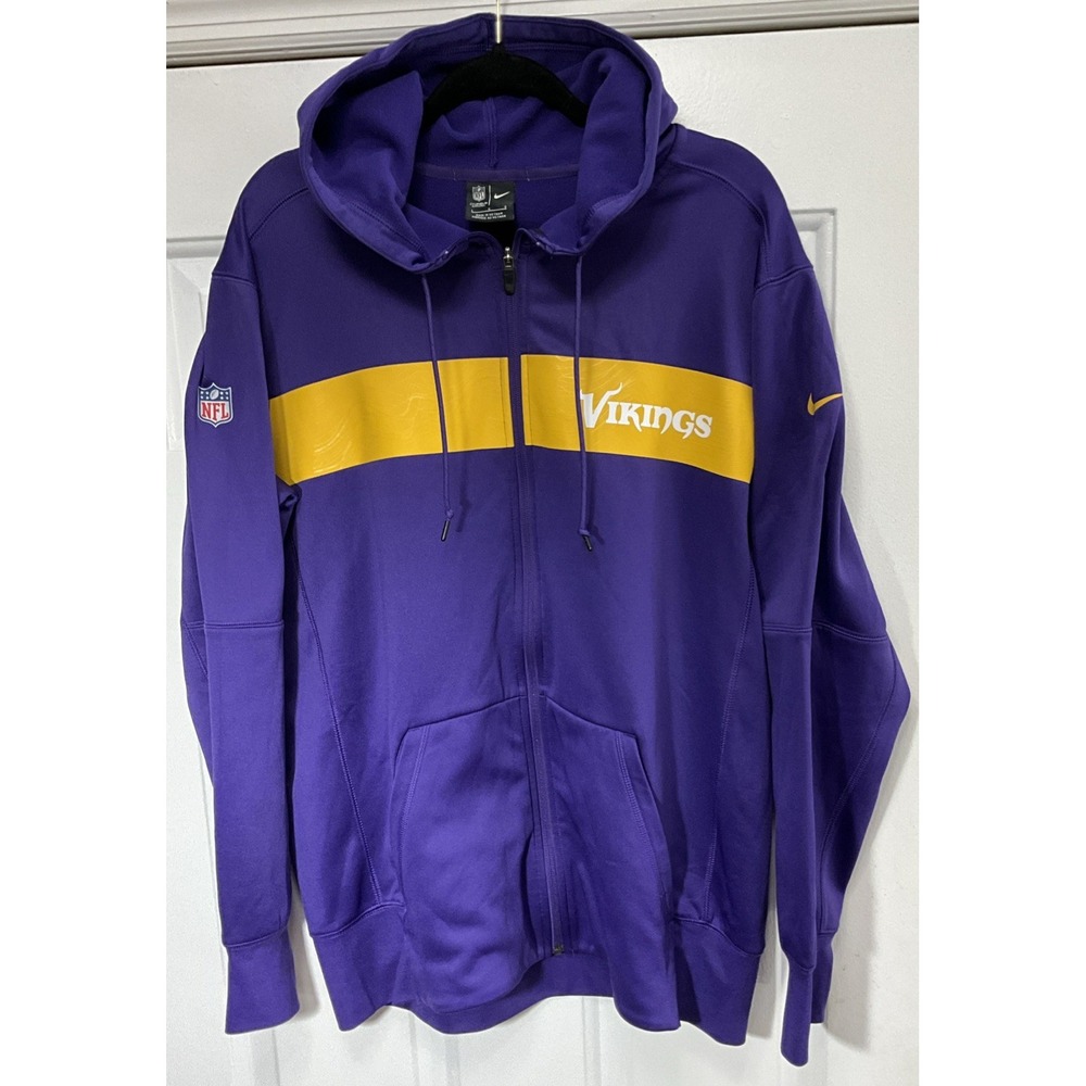 NFL Football On Field Apparel Minnesota Vikings Purple Hoodie/Pockets Mens Large